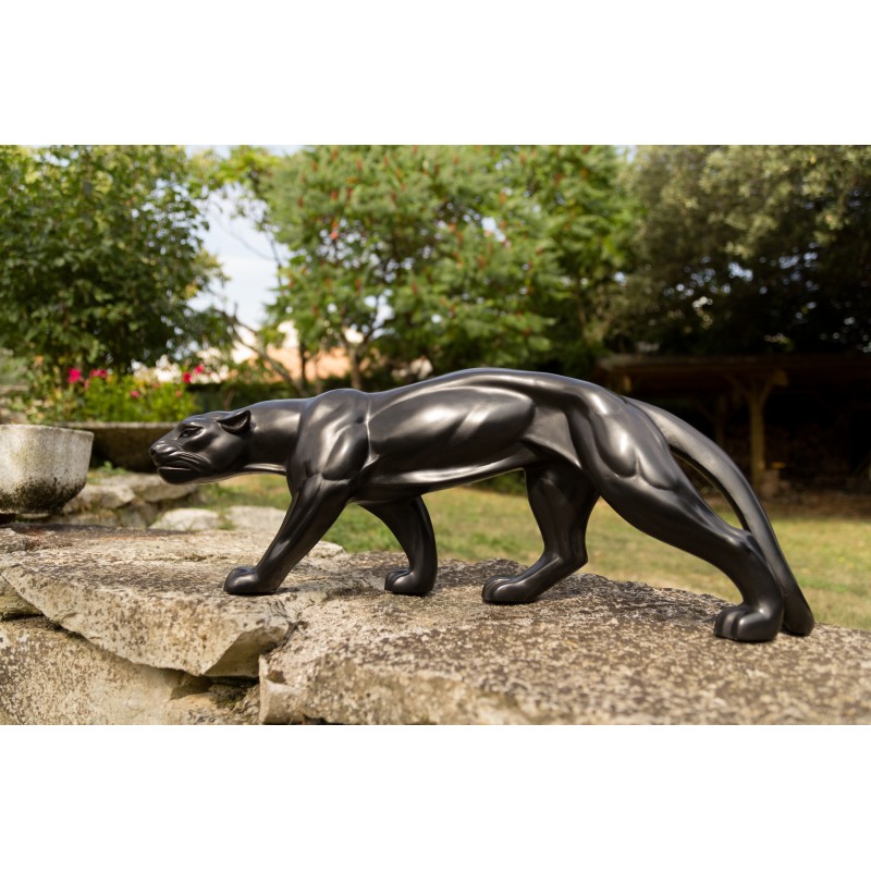 Sculpture Panthère Noire Léopard en métal